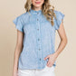 Lime 'N' Chili Mineral Wash Flutter Sleeve Button Down Shirt