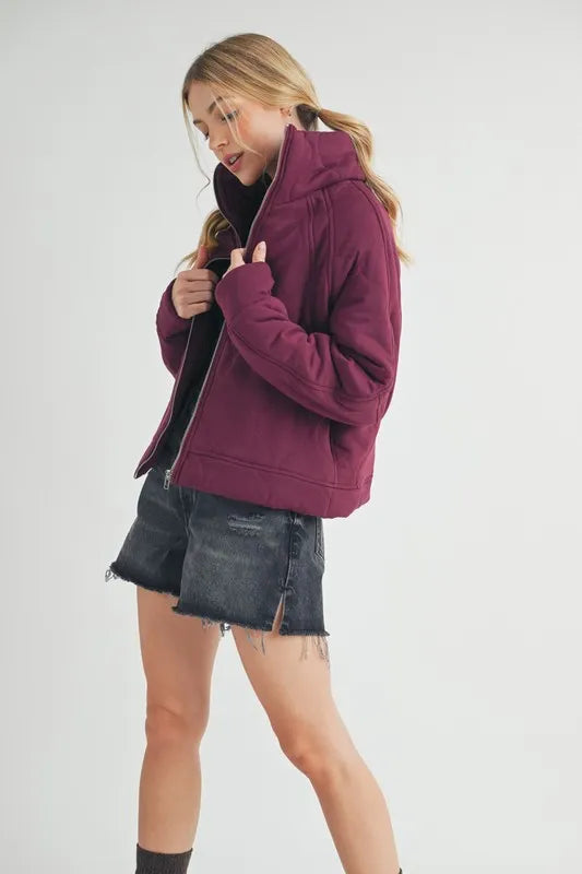 Aemi+Co Zip Up Raglan Sleeve Quilted Jacket