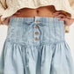 Buttoned Ruffled Mini Denim Skirt - DAVERRI FASHIONS