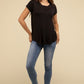 Flowy Round Hem Rayon Short Sleeve Top T-Shirts
