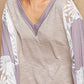 POL Lace Detail V-Neck Flare Sleeve Blouse Blouses
