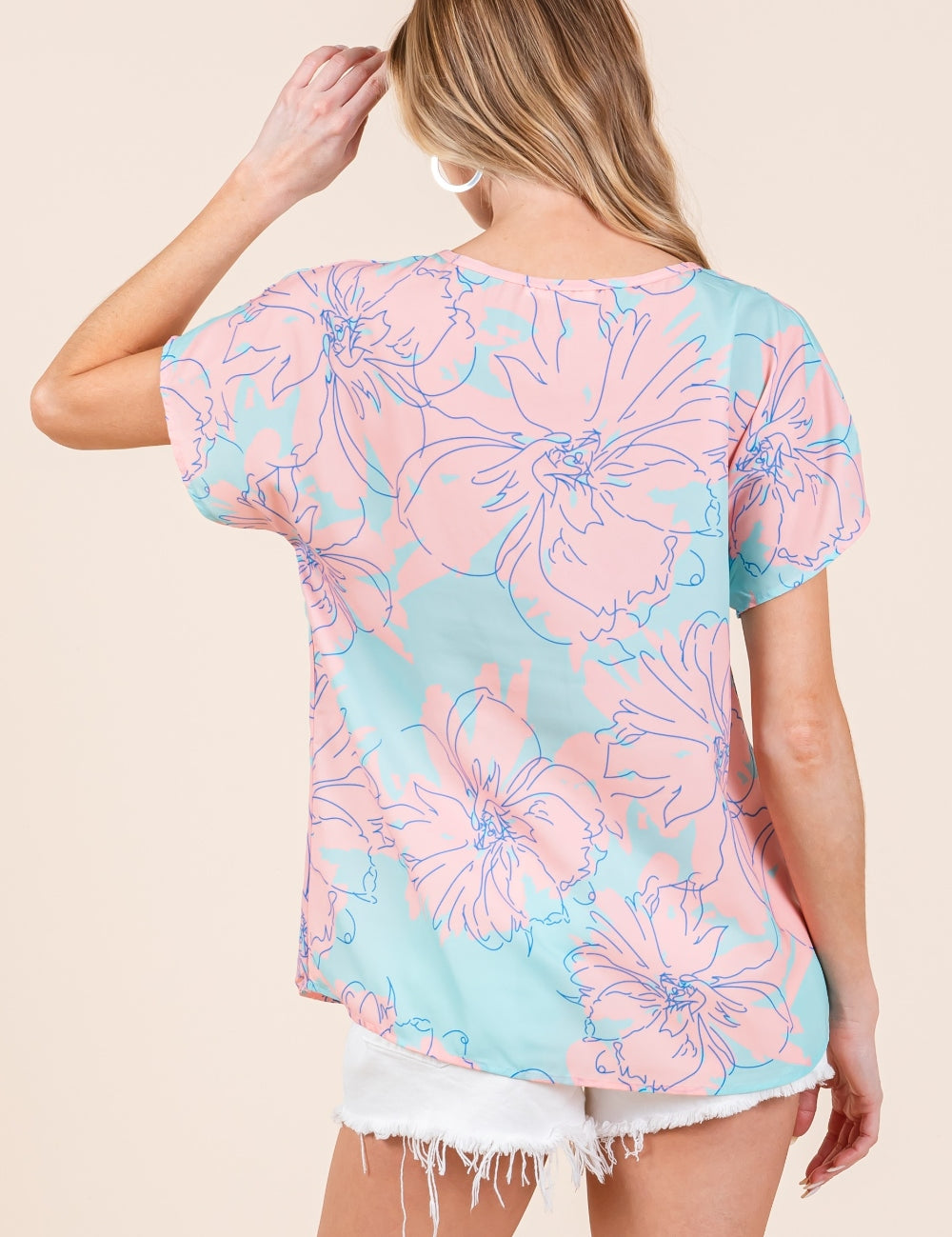 BOMBOM Floral Short Sleeve T-Shirt | Daverri Fashions