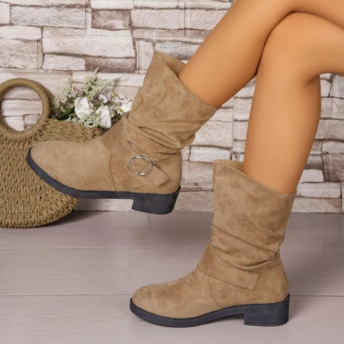 Round Toe Block Heels Boots | Boots Daverri Fashions
