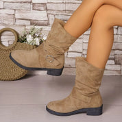 Round Toe Block Heels Boots | Boots Daverri Fashions