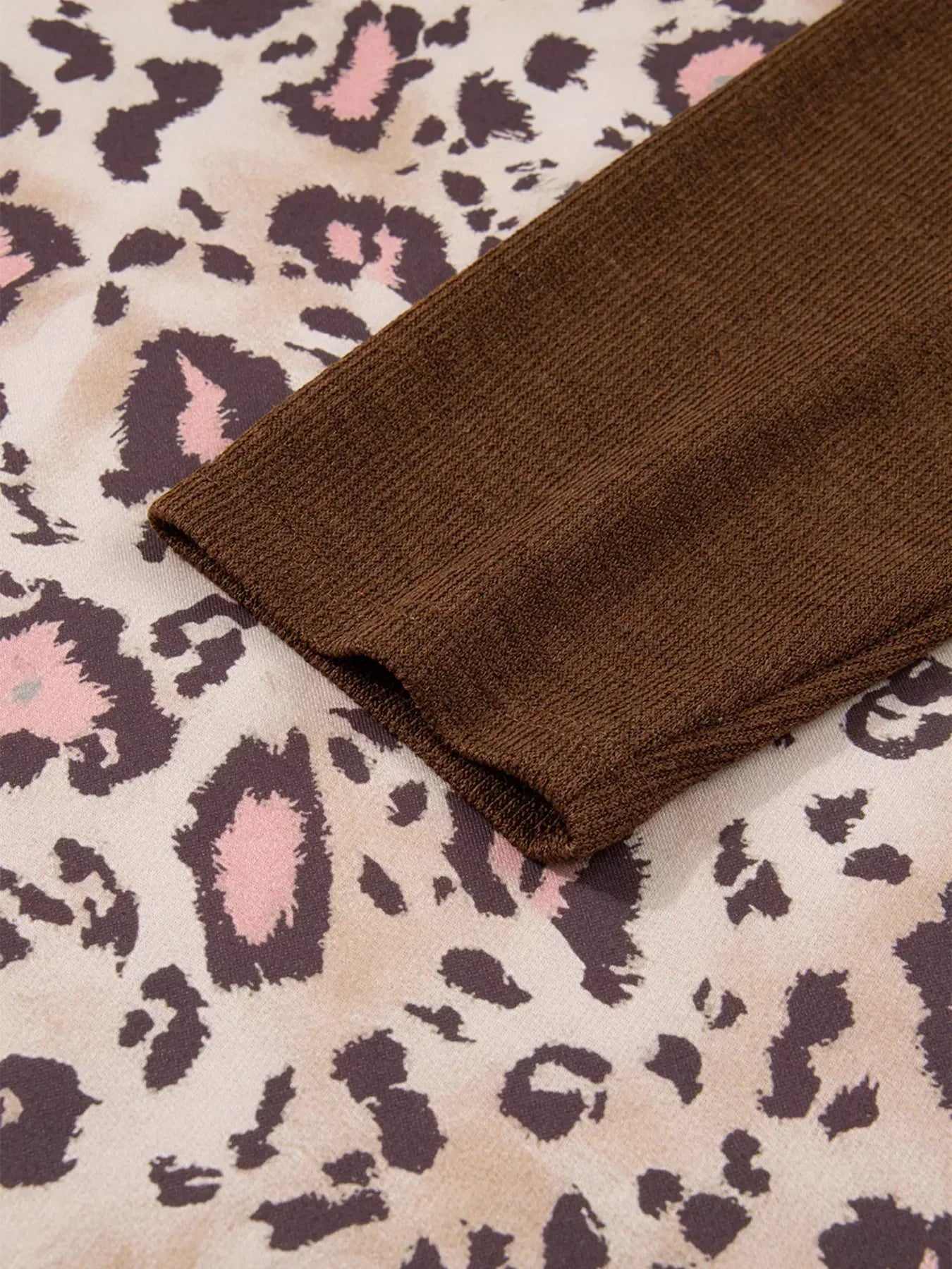 Plus Size Leopard Long Sleeve Drawstring Hoodie - DAVERRI FASHIONS