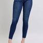 Judy Blue Full Size Mid Rise Skinny Jeans with Raw Hem Plus Size DK