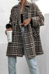 Houndstooth Collared Neck Long Sleeve Coat with Pockets - DAVERRI FASHIONS