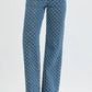 RISEN High Rise Wide Leg Bow Embroidered Jeans - DAVERRI FASHIONS
