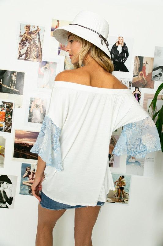 Off Shoulder Ruffle Sleeve Top Shirts & Tops