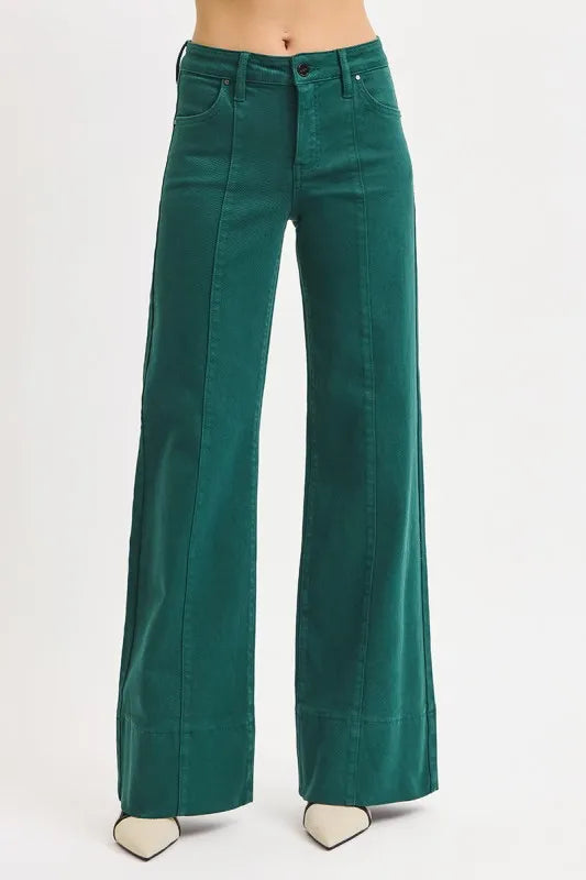 RISEN Full Size Tummy Control Mid Rise Wide Leg Jeans Plus Size Jeans