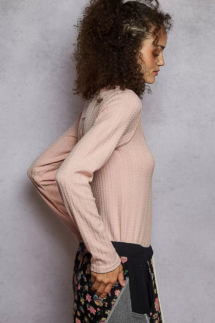 POL Square Neck Cropped Knit Top with Curved Hem | Daverri Fashions