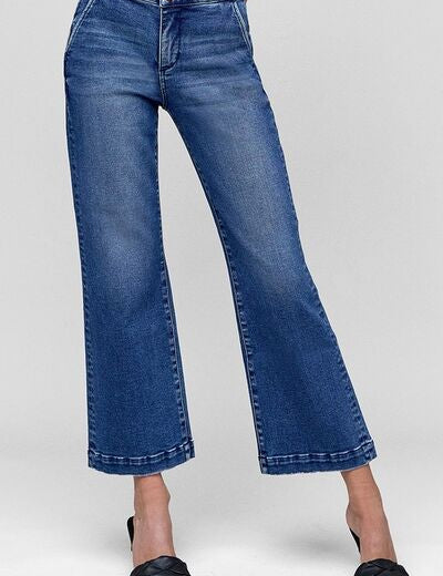 RISEN Tummy Control High Rise Crop Jeans Dark