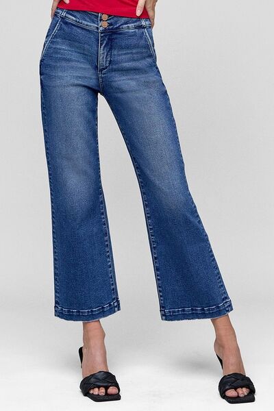 RISEN Tummy Control High Rise Crop Jeans Dark Jeans