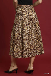 Umgee Drawstring Leopard Midi Skirt | Daverri Fashions