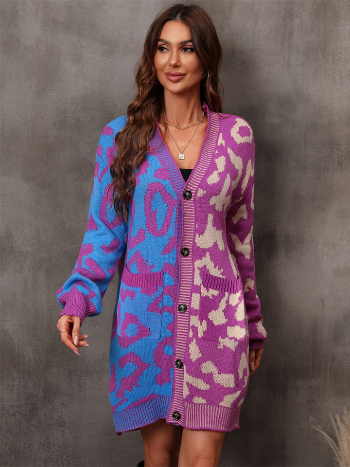 Violet Angel Wings Leopard Button Down Longline Cardigan | Cardigans Daverri Fashions