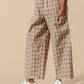 SO ME Check Plaid Wide Leg Pants with Big Patch Pockets