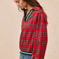 BiBi Christmas Plaid Collared Top with Ruffled Detail - DAVERRI FASHIONS