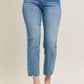Judy Blue vintage wash destroy hem kick flare light blue jeans