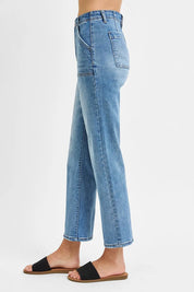 RISEN Full Size High Waisted Bootcut Cropped Jeans Plus Size | Jeans Daverri Fashions