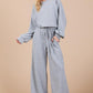 Ces Femme Boat Neck Long Sleeve Drawstring Jumpsuit Gray Jumpsuits