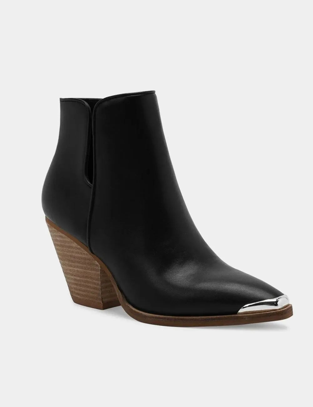 Beast Fashion Pointed Metal-Tip Toe Block Heel Ankle Boots | Boots Daverri Fashions