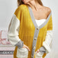 BiBi Color Block Sweater Cardigan with Button Closure - DAVERRI FASHIONS