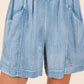 Mittoshop Washed Chambray Elastic Waist Easy Fit Shorts Shorts
