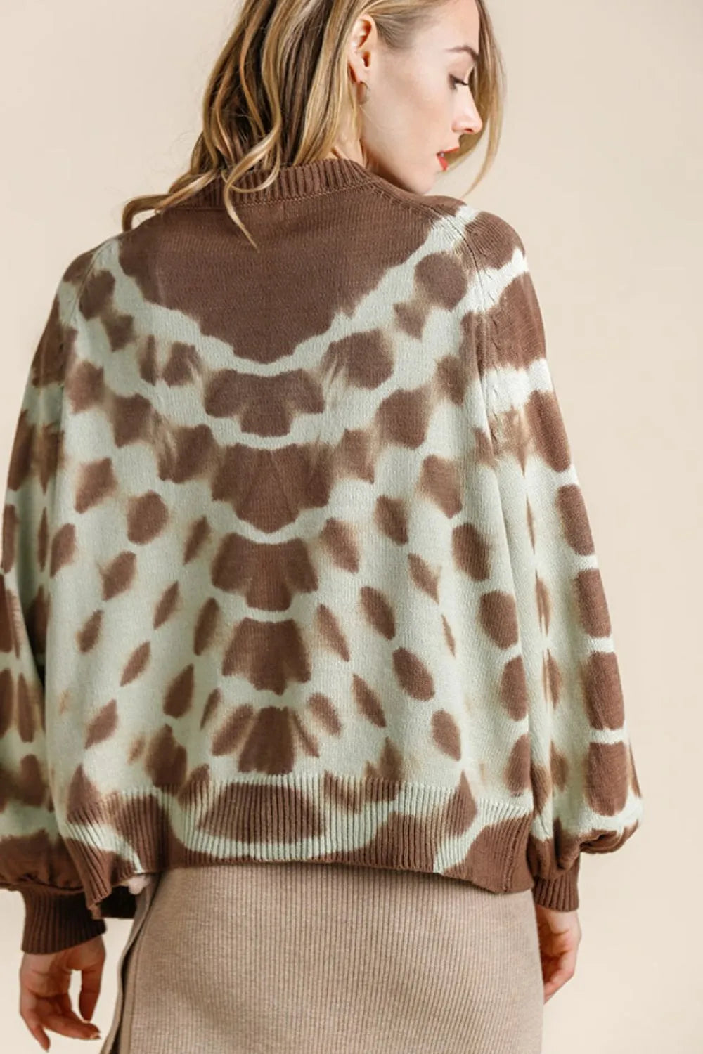 Umgee Full Size Ribbed Hem Tie Dye Round Neck Sweater Plus Size | Daverri Fashions