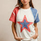 BiBi Fourth of July T-shirt with red blue denim star applique