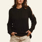 BiBi Twist black knitted open shoulder sweater with cut-outs