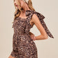 SO ME Leopard Flowy Woven Romper With Tie Straps Rompers