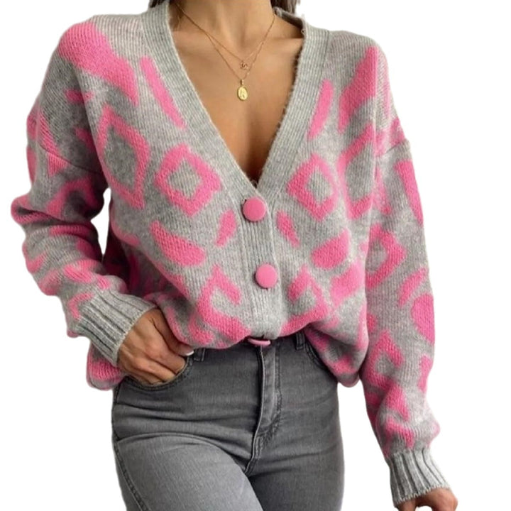 Leopard Print V-neck Long Sleeve Button Down Cardigan | Cardigans Daverri Fashions