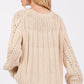 SAGE + FIG Cable-Knit Long Sleeve Sweater Natural - DAVERRI FASHIONS