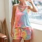 BiBi Tie Dye French Terry Casual Shorts Outfit Sets