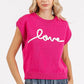 Mittoshop Contrast Letter Round Neck Cap Sleeve Knit Top