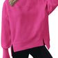 Slit Round Neck Dropped Shoulder Sweatshirt - DAVERRI FASHIONS