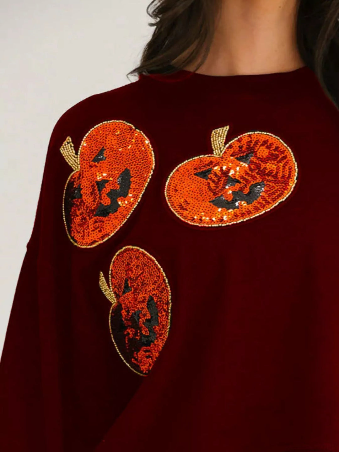 Halloween Pumpkin Round Neck Sweatshirt | Sweatshirts Daverri Fashions