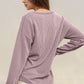Double Take Striped Notched Long Sleeve T-Shirt - DAVERRI FASHIONS