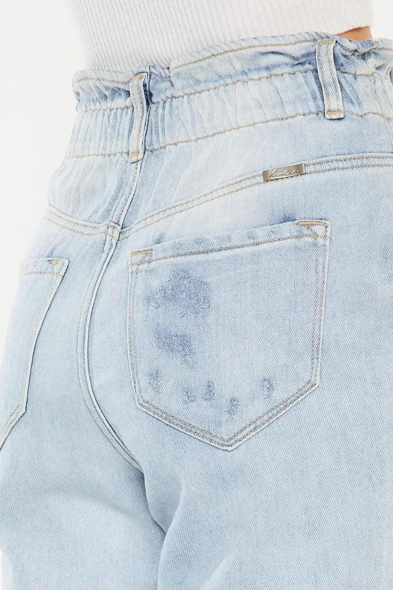 Kancan Open Pack Paperbag Mom Jeans - DAVERRI FASHIONS