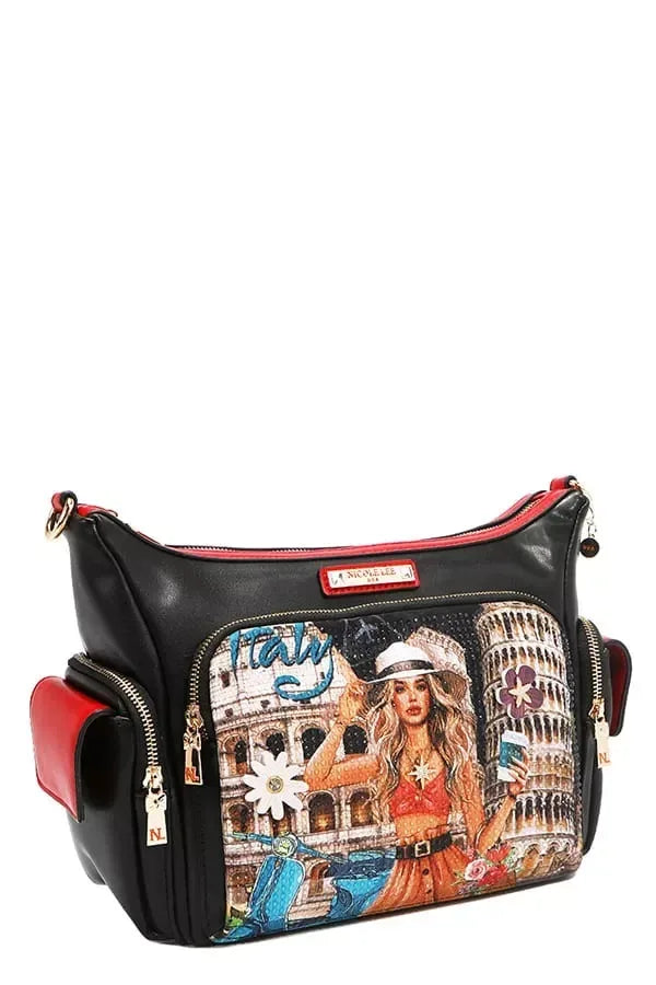 Martha Travels Italy Multi Pocket Shoulder Bag - DAVERRI FASHIONS