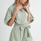 MABLE Embroidered Button Down Collared Neck Romper Rompers