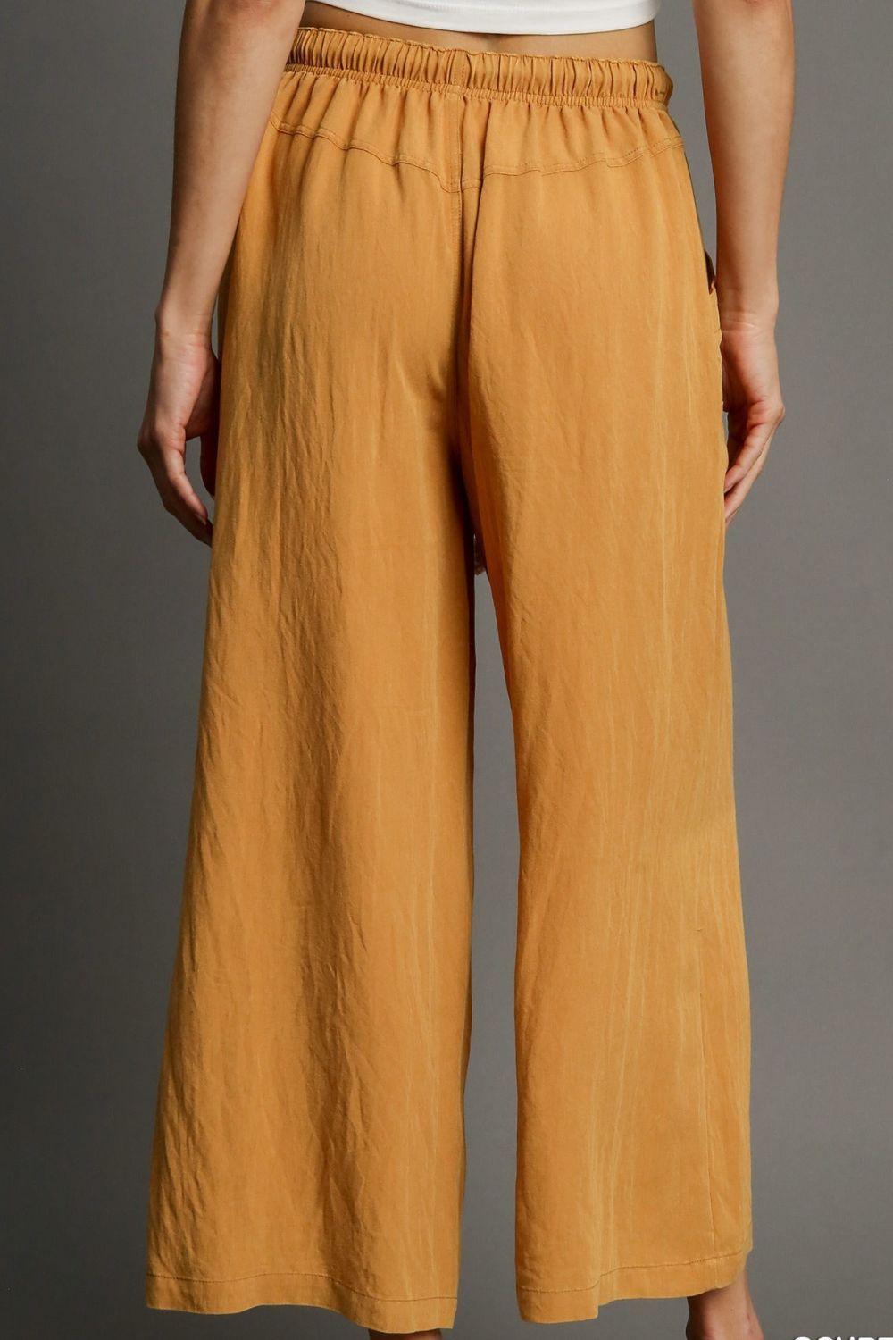 Umgee Full Size Rope Drawstring Wide Leg Pants Plus Size | Pants Daverri Fashions