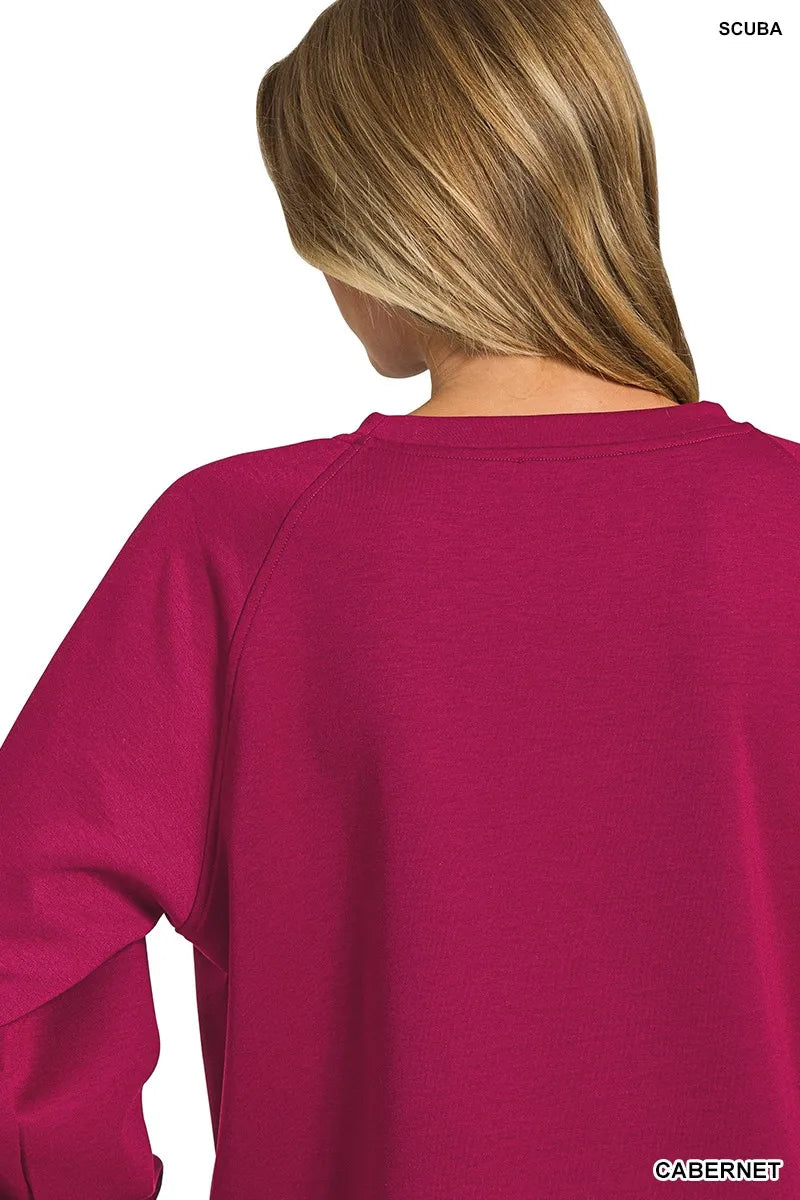 Zenana Scuba Crewneck Sweatshirt and Pants Set | Loungewear Sets Daverri Fashions