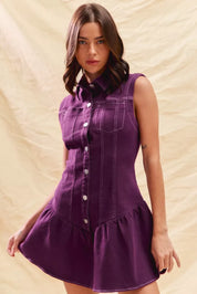 SO ME Button Down Sleeveless Collared Game Day Mini Dress | Mini Dresses Daverri Fashions