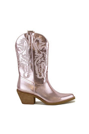 PINK METALLIC ADELA WESTERN BOOTS | Boots Daverri Fashions