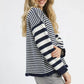 Umgee Ruffle Neck Stripe Sweater - DAVERRI FASHIONS