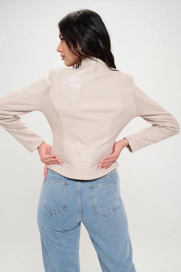 Coalition LA Zip Up Vegan Leather Moto Jacket Jackets