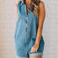 Zip Front Sleeveless Denim Romper - DAVERRI FASHIONS