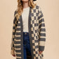 Annie Wear black and white checkered knit cardigan sweater