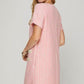 She + Sky Pink Short Sleeve Pearl Studded Trim Knit Tweed Dress Mini Dresses